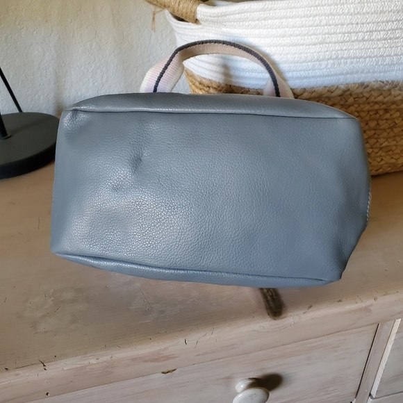 ROXY Grey Tan Silver Roxy Logo Satchel Soft Shell Handbag Purse Very Cute - Picture 6 of 8